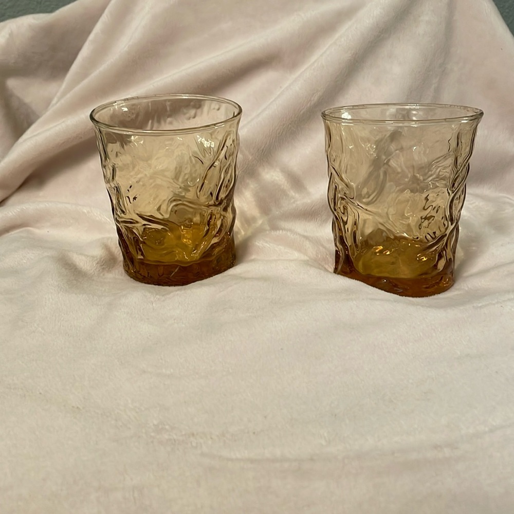 Vintage Amber Glass Juice Glasses - set of 2